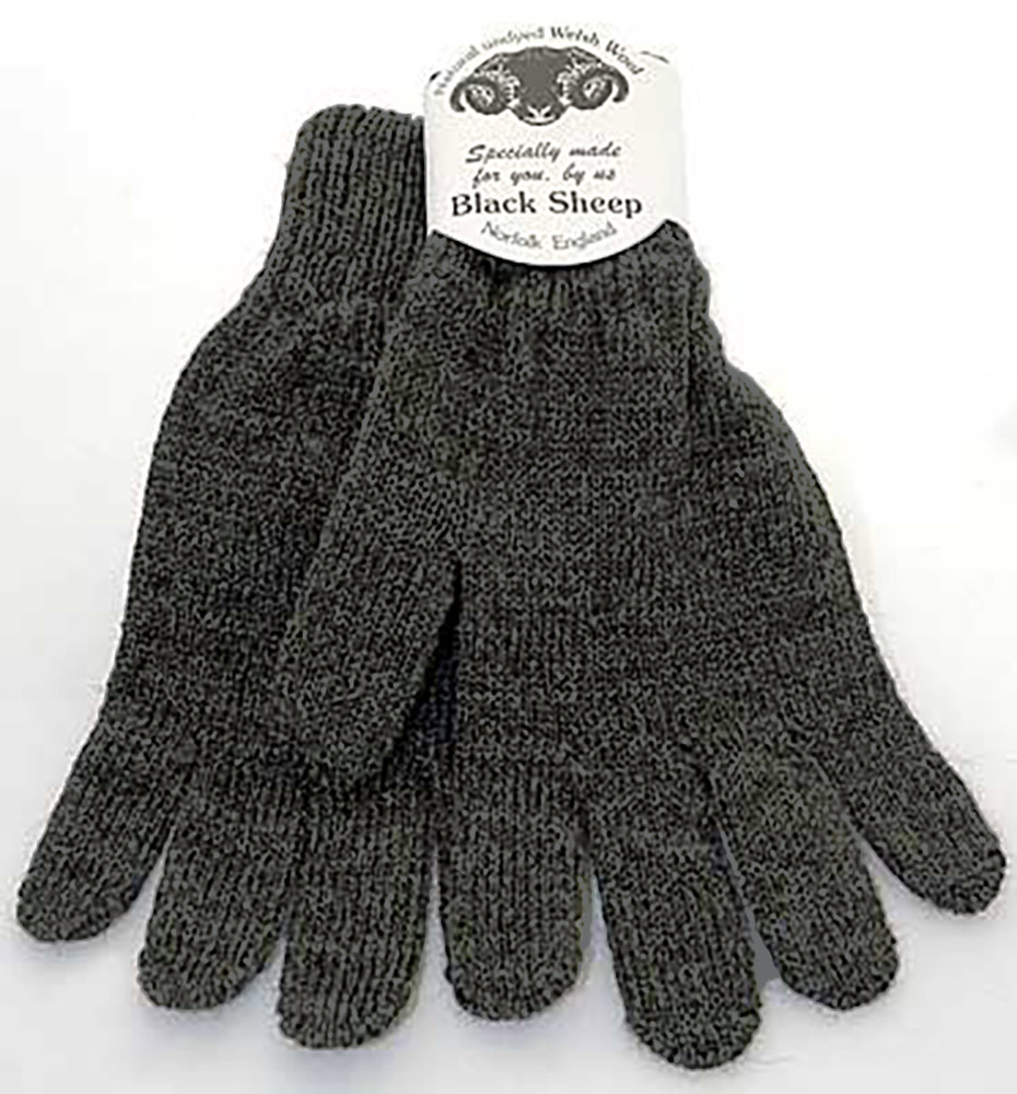 ladies black knitted gloves