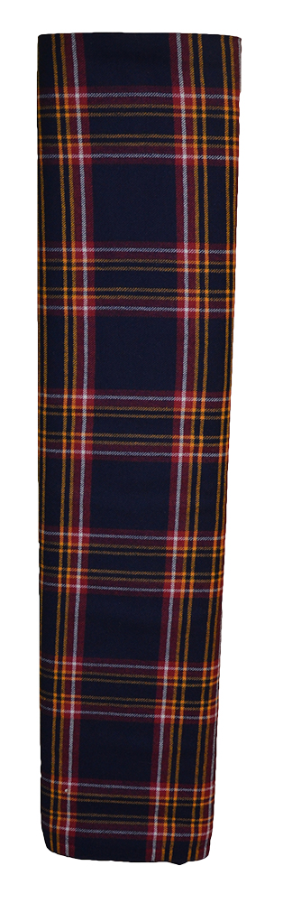 Navy Orange tartan cloth - woven in Scotland