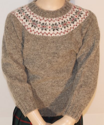 Childrens shetland fair isle yoke pullover