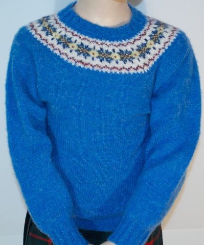 Childrens shetland fair isle yoke pullover